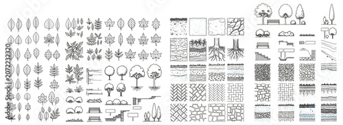 Tableau sur toile Forest soil section and ground layer landscape pattern with stones, cracked eart