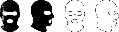 Photography Collection of balaclava headwear designs, both solid black and outline styles