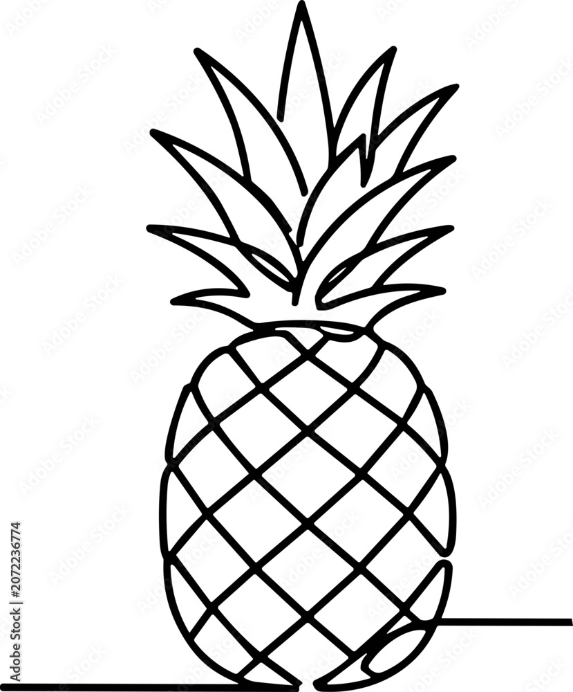 Fototapeta premium Minimalist Pineapple Line Art Drawing