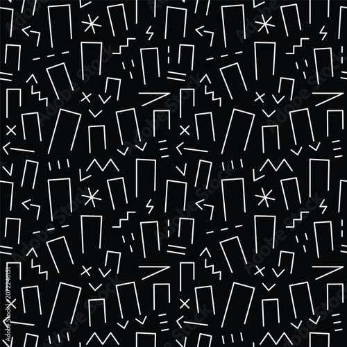 City street seamless vector pattern flat line background