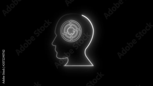 Glowing neon Headhunting icon animation for human resource management, recruitment, hiring, search, target person, finding skill candidate or employee, hunting job or employment, vacancy 4k