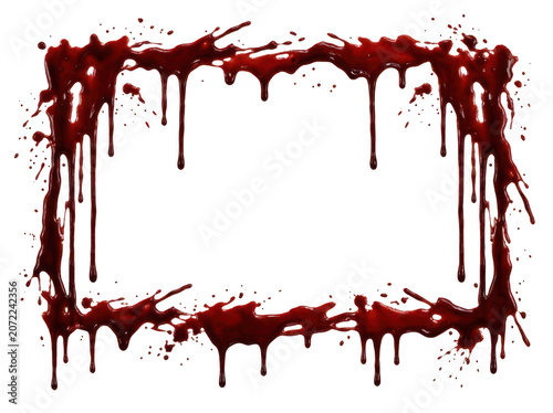Dripping blood frame border isolated on transparent background
