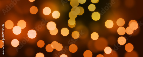 Warm Golden Bokeh Lights Background with Defocused Festive Glow