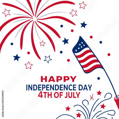 Happy 4th of July Independence Day Typography Vector Design, USA Patriotic Celebration Graphic