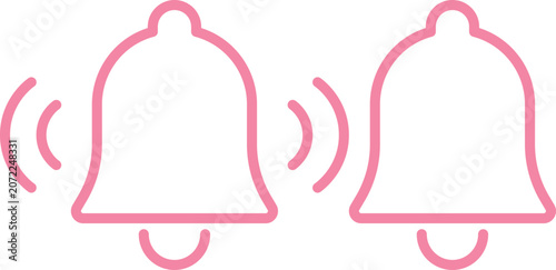 Schilderij op canvas Notification bell line icons isolated on transparent background