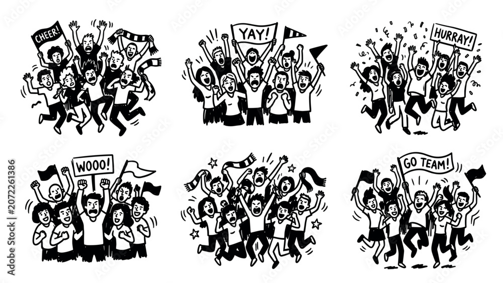 Fototapeta premium Excited Crowd Cheering and Celebrating Together