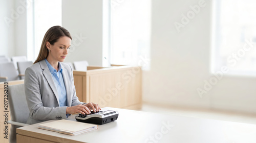 Court reporter capturing legal documentation for justice administration
