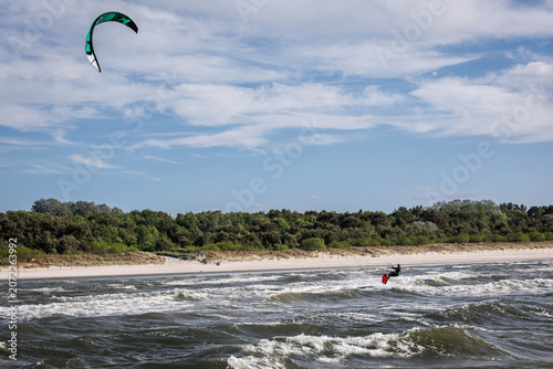 kite surfing on the beach