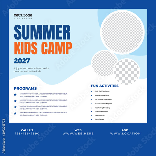 Creative Summer Camp Flyer for Kids Adventure and Learning