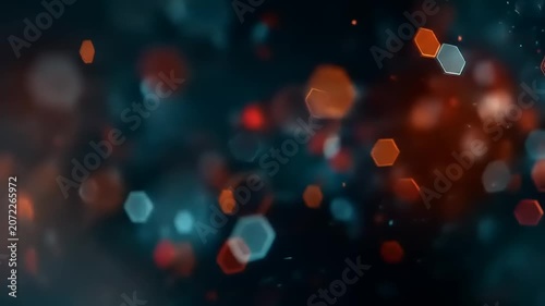 Abstract geometric hexagon bokeh background with glowing effects