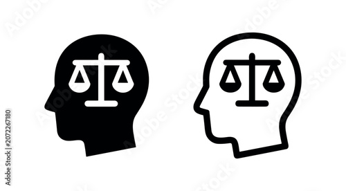 Obraz na płótnie Scales of justice in head icon