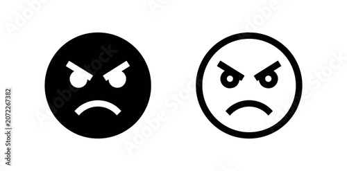 Tableau sur toile Angry face emoji icon, frustrated or mad expression