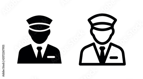 Photos Professional doorman, valet, or chauffeur icon in solid and outline styles, representing service and hospitality