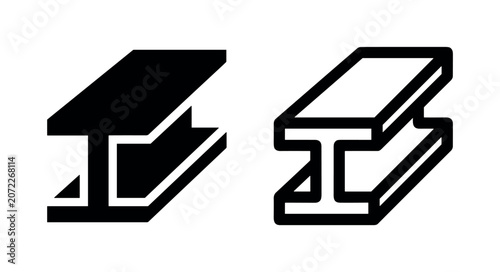 Tableau sur toile I-beam steel construction icon, solid black and outlined