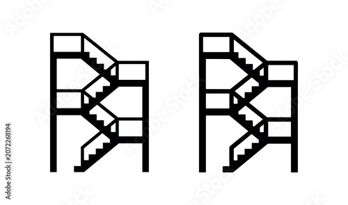 Photos Staircase icons, solid and outline, representing ascent and descent
