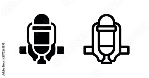 Foto Breathing apparatus / SCBA icon, black and outline, white background