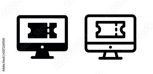 Fotografie Online Ticket Booking and Digital Pass Icon Set