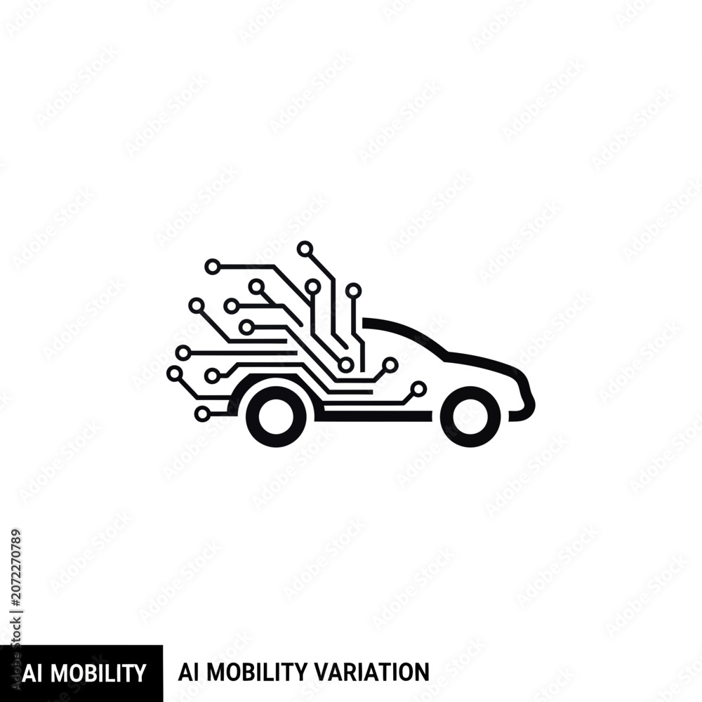 Fototapeta premium Autonomous AI Car Technology Vector Icon