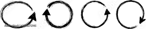 Collection of Hand-Drawn Grunge Circular Arrow Icons for Loading and Refresh Progress