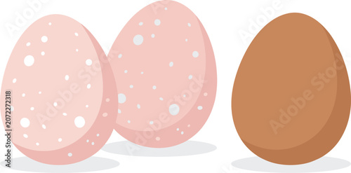 Photos Three eggs vector illustration featuring one solid brown egg standing out from t