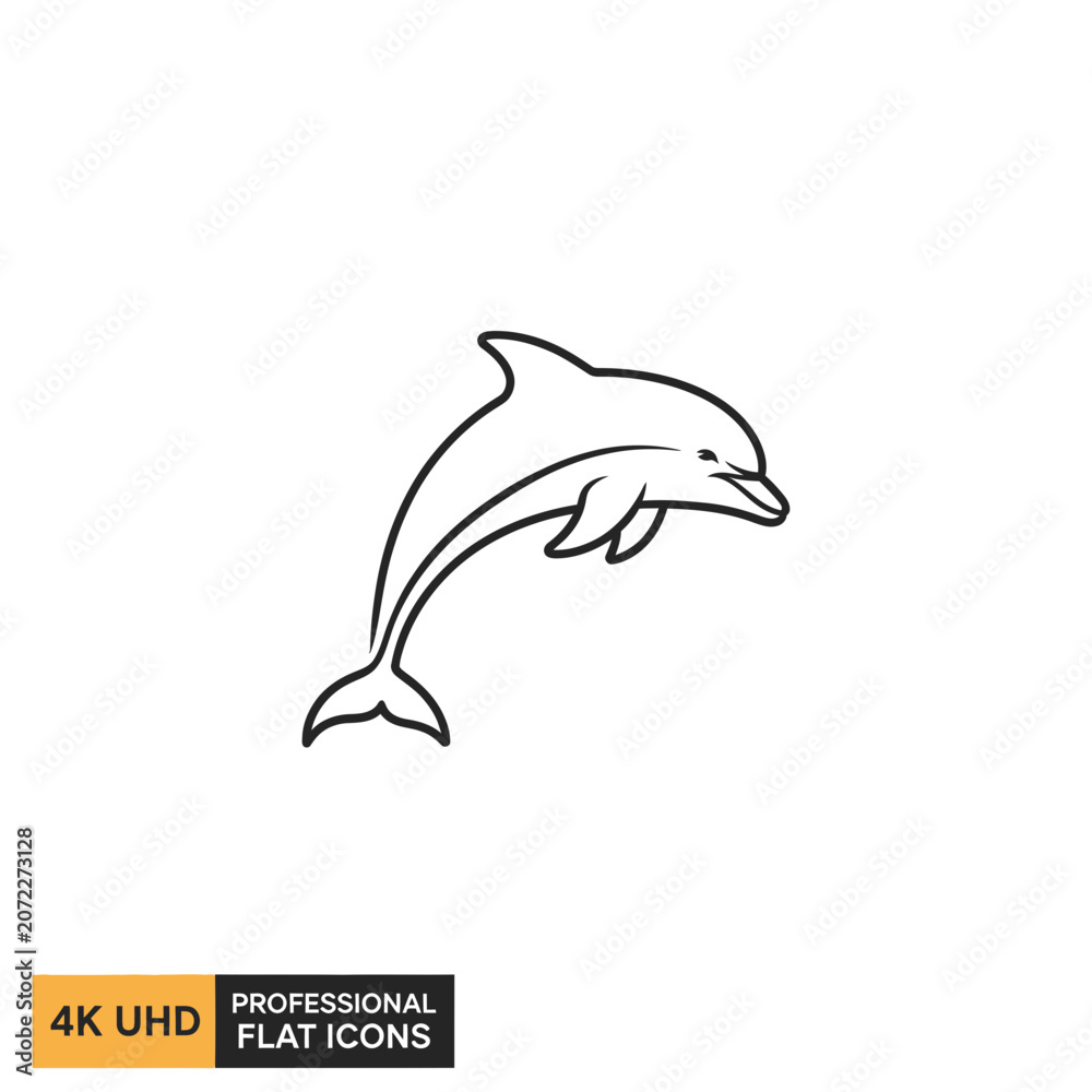 Fototapeta premium Minimalist Dolphin Line Art Icon