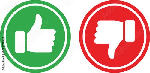 Green thumbs up and red thumbs down icons set for feedback and voting