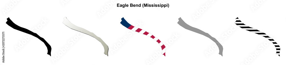 Obraz premium Eagle Bend (Mississippi) blank outline map set