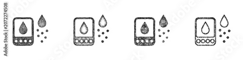 Bild auf Leinwand Monochrome sketch humidity control icon design set