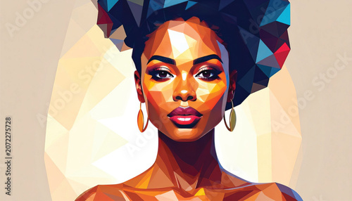 African American woman with colorful hair.