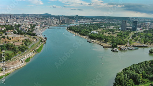 Kalemegdan fort in Belgrade Serbia and Save river
