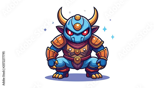 Cartoon blue fantasy creature monster.