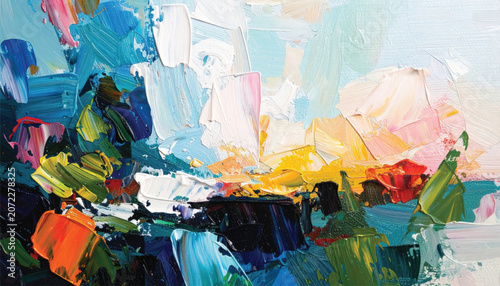 Abstract Art Painting Colorful Brushstrokes.