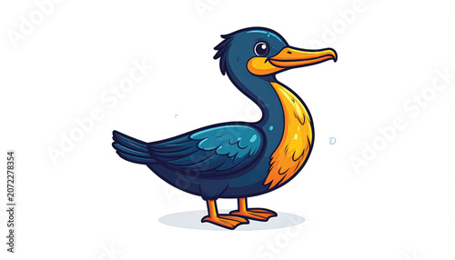 Cartoon Duck With Yellow Beak.