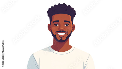 Smiling young dark-skinned man portrait.
