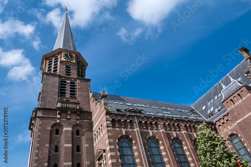 On Kerkplein stands the Grote Kerk (Great Church), a listed building, which was built between 1881 and 1883 to a design by the architect Constantijn Muysken. Hoorn, the Netherlands.