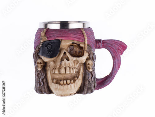 Konstfotografi Pirate skull mug isolated on white background
