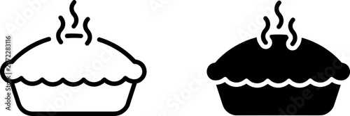 Fényképezés Freshly baked pie icon set with steam illustrating food comfort and bakery conce