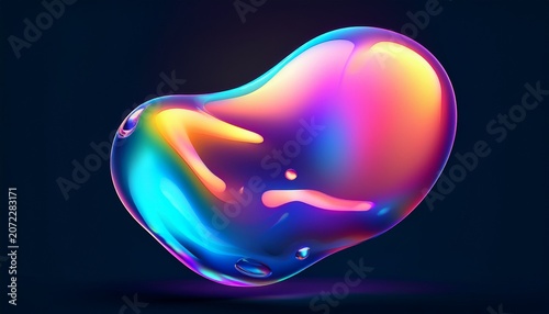 Abstract Gradient Shape Fluid Blob With Liquid Color Gradation Organic Irregular Watercolor Element Amoeba Iridescent Holographic Design