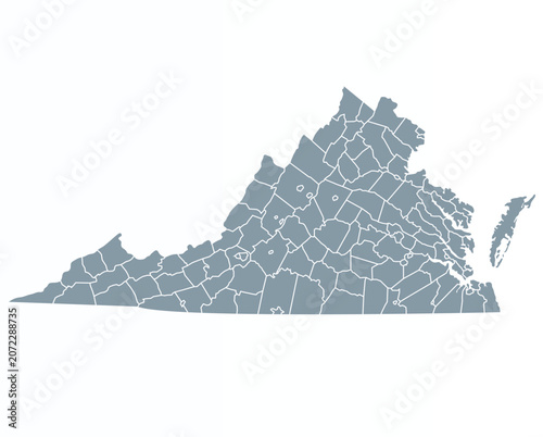 Map of Virginia state, grey colour