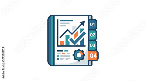 Business Financial Report Document with Quarterly Progress Charts and Data Analysis
