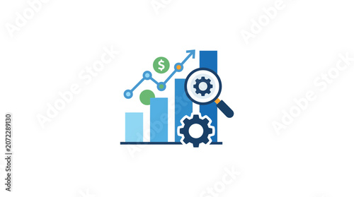 Business Growth Analysis and Financial Data Optimization Vector Illustration