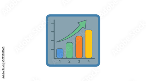 Business Growth Bar Chart Icon with Upward Success Arrow