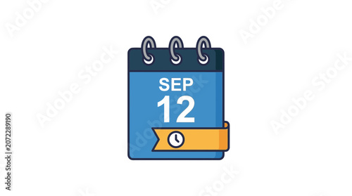Calendar Icon Showing September Twelfth Date with Appointment Time Ribbon