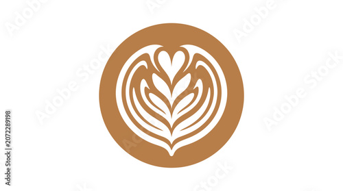 Coffee Latte Art Heart Pattern Vector Icon for Cafe and Breakfast Branding
