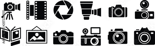 Konstfotografi Diverse collection of camera and videography icons with film and photo elements