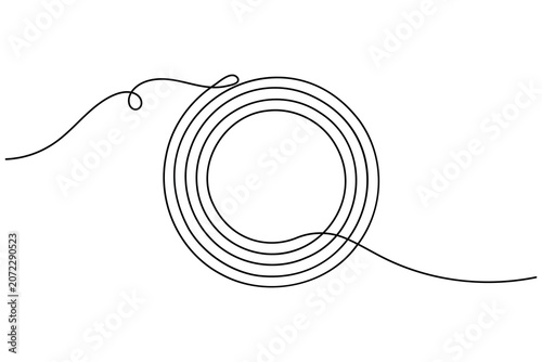 Circle frame icon sign continuous one line drawing on white background minimalist round border symbol doodle illustration