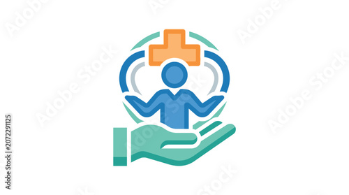 Healthcare Protection and Medical Service Concept with Hand Supporting a Patient and Cross