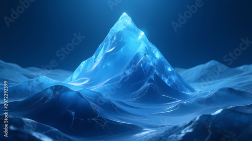 Majestic blue ice peak in the dark night