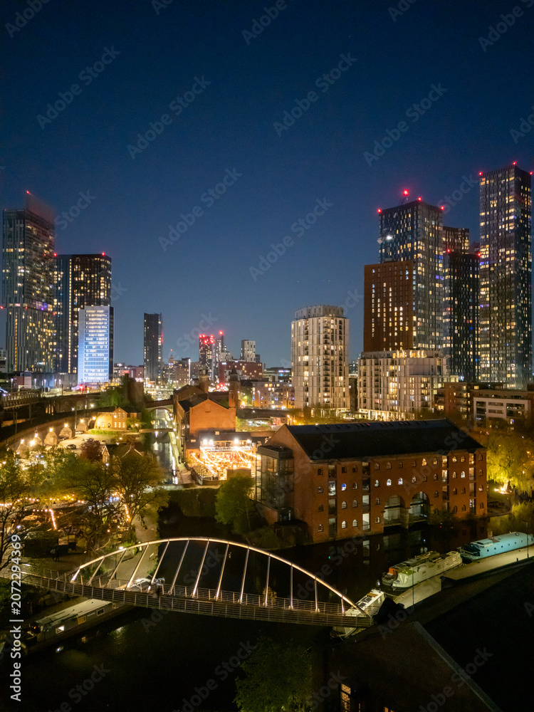 Fototapeta premium An Illuminated Castlefield At Dusk