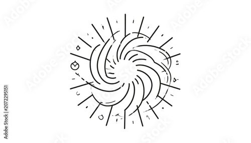 Black and white spiral graphic design.